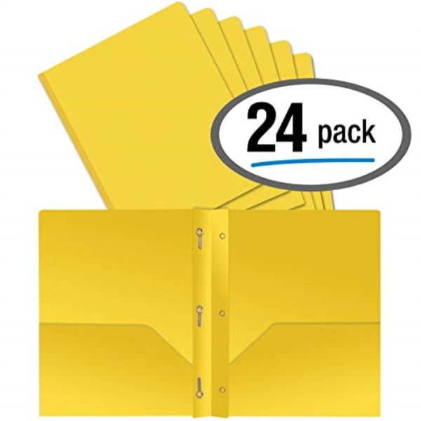 better office products yellow plastic 2 pocket folders with prongs