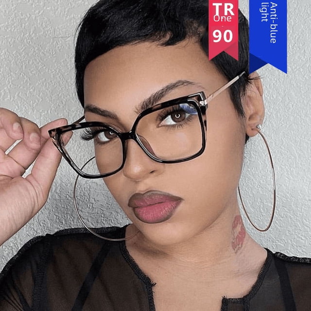 Gafas cuadradas lisas, montura de gafas para mujer, montura de gafas con protección contra la luz azul, marco de fotos
