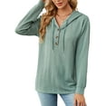 thumbnail image 5 of Hanerdun Women Hooded Tops Female Pullover Solid Color Blouses Light Green 2XL, 5 of 5