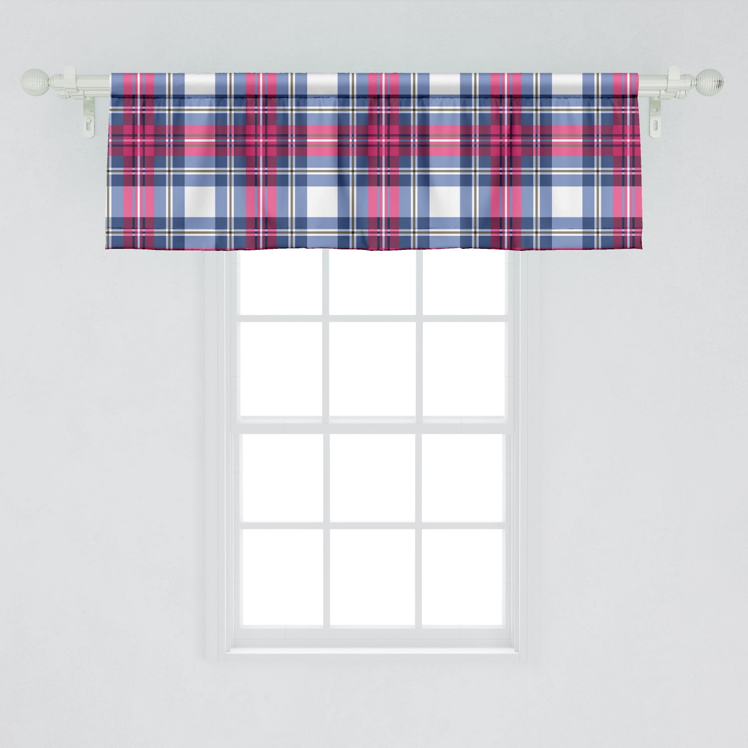 Ambesonne Plaid Window Valance, Classical British Tartan Design with a