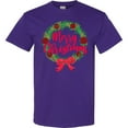 thumbnail image 3 of Inktastic Merry Christmas Wreath with Red Bow and Ornaments T-Shirt, 3 of 5