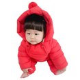 thumbnail image 4 of Curuila Toddler Boys Girls Coats Long Sleeve Solid Color Winter Jacket With Zipper Hooded Jumpsuit Long Outwear Red Size 6-12 Months, 4 of 4
