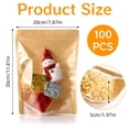 thumbnail image 4 of Bolsa de pie de 100 piezas, bolsa de papel kraft con ventana, transparente, bolsa de almacenamiento de alimentos con cierre resellable, 4 of 5