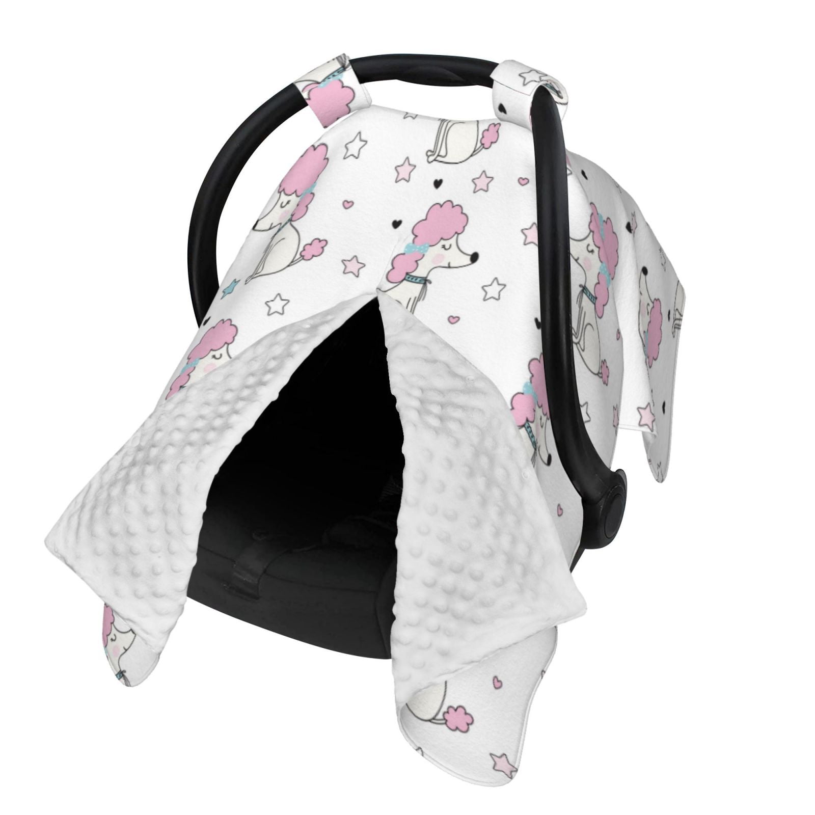 Naloa Cute Poodle Dog Baby Car Seat Cover, Breathable Baby Carrier Cover, Multiuse Baby Carrier Cover & Nursing Breastfeeding Cover