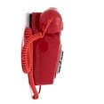thumbnail image 2 of Teléfono fijo retro GPO 746 montado en la pared con cable rizado, color rojo, 2 of 9