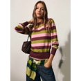 thumbnail image 3 of Women's Horizontal Striped Knit Sweater Crew Neck Drop Shoulder Long Sleeve Loose Fit Ribbed Cuffs Hem Pullover for Fall Winter Layering Office Commute Daily Outfits, 3 of 13