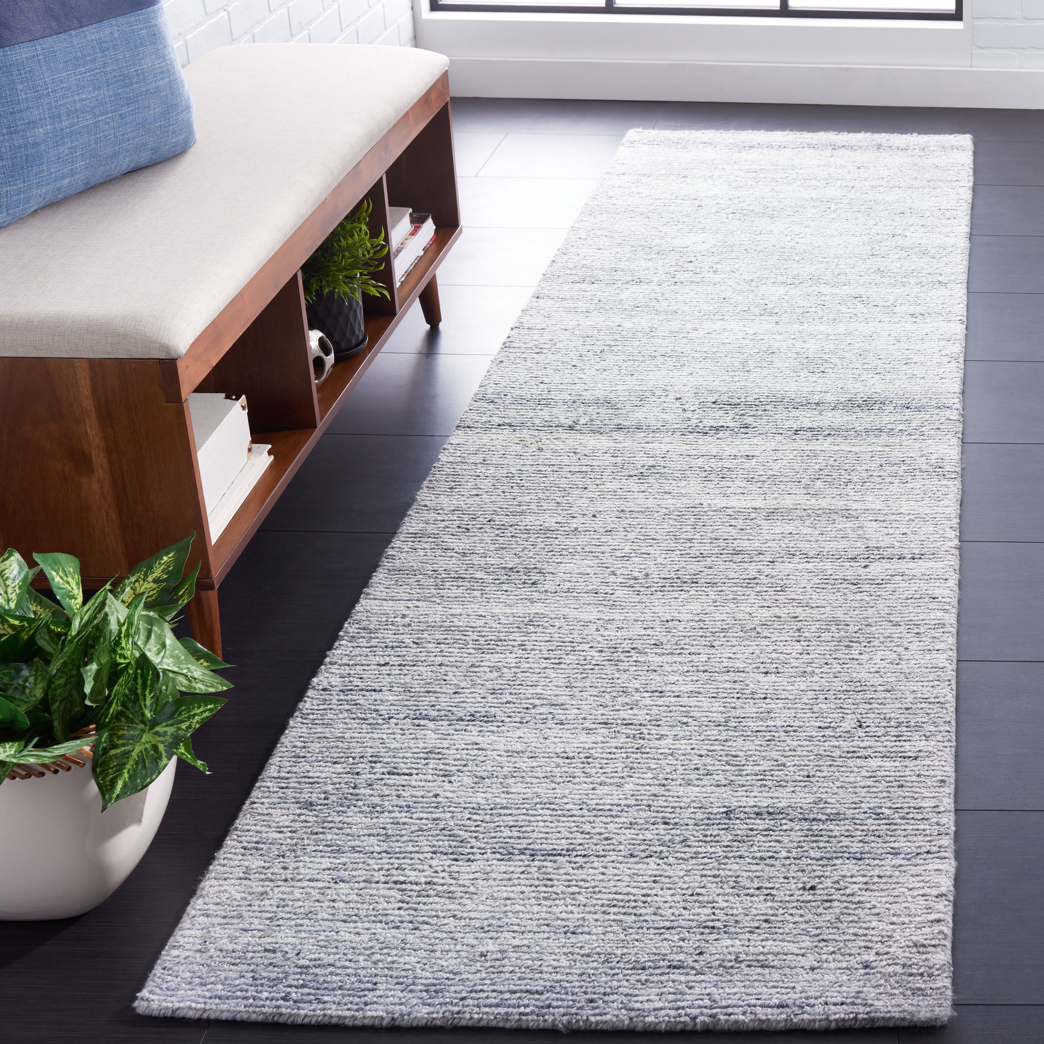 SAFAVIEH Mirage Lecia Striped Polyester Area Rug, Dark Gray/Ivory, 4' x 6'