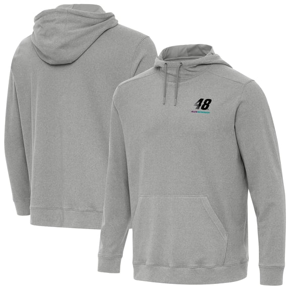 Men's-Antigua  Heather Gray Alex Bowman Cloud Pullover Hoodie
