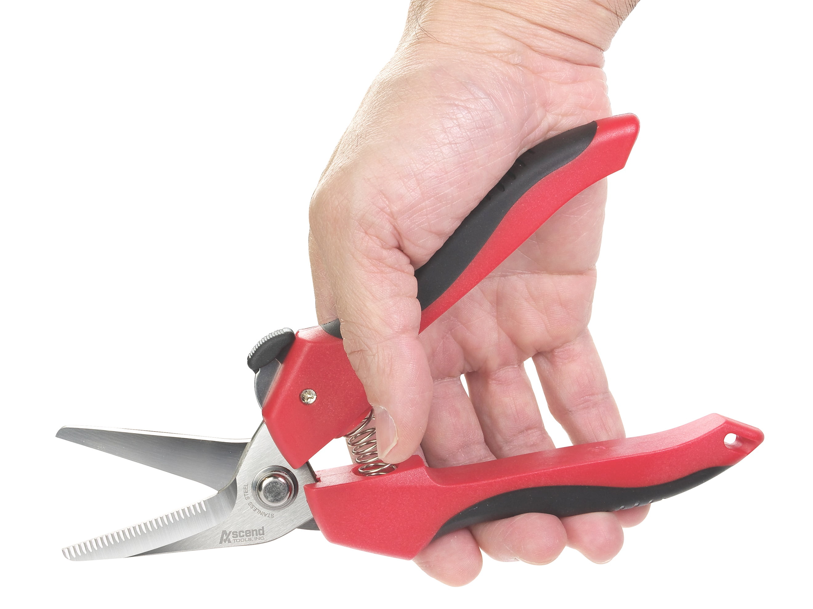 Ascend Tools 7-1/4 inch Medium Duty Professional Spring Loaded Multipurpose Angled Edge Shears