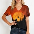 thumbnail image 4 of DORKASM Women Halloween Shirts Short Sleeve Ghost Graphic Lounge Shirt V Neck Funny Print Spooky Vacation Tshirt Pumpkin 2026 Causal T Shirt Orange 3XL, 4 of 5