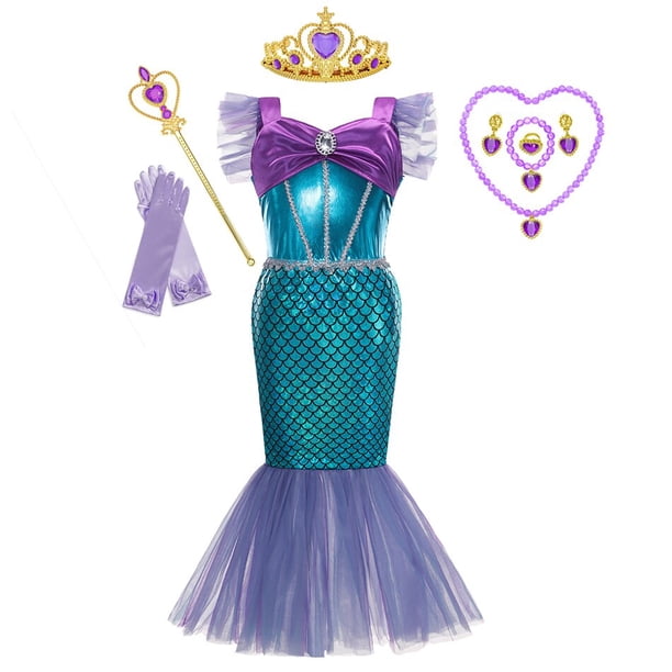 Princess Green Dress De Ariel Vestidos Inspirados En La Sirenita Vestido De  La Sirenita Ariel Para Nias, Disfraz De Cosplay Para Halloween, Carnaval,  Ropa De Fiesta De Cumpleaos, Vestidos De ...