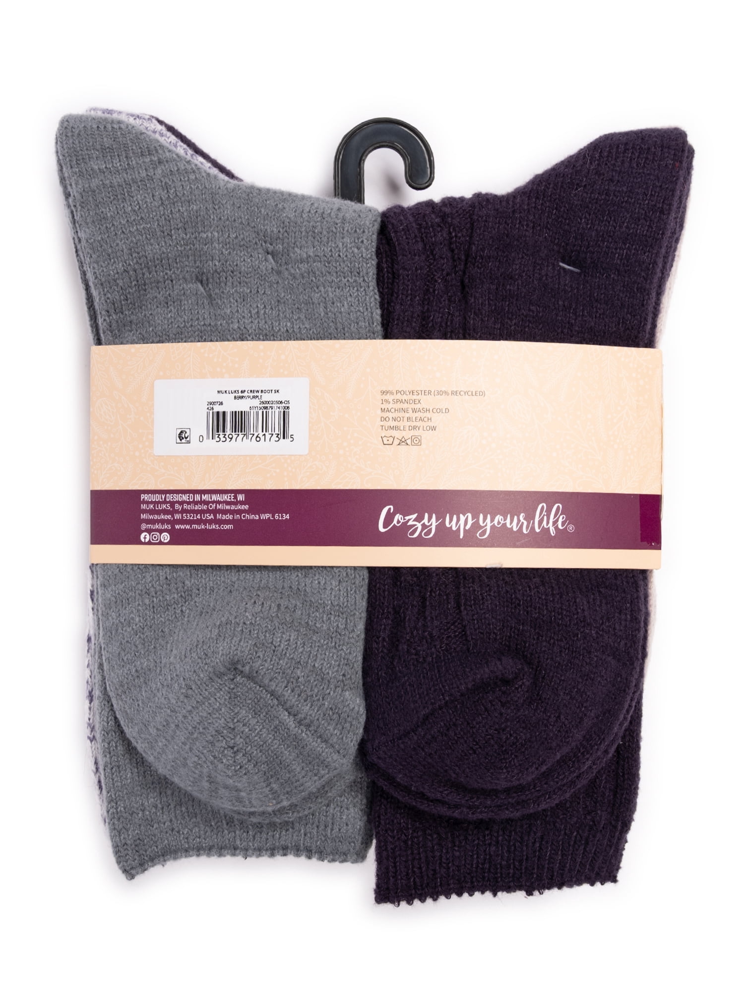 MUK LUKS Women's Fluffy Dream Crew Socks, 6-Pack, One Size