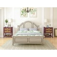 thumbnail image 3 of 29" Bedside Table with 2 Drawer and Shelf, Solid Wood End Table with Naturel Rattan and Semi-Circular Metal Handle, Side Table Furniture for Bedroom Living Room Study, Capacity of 130 Pounds, Red, 3 of 9