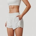 thumbnail image 3 of Women's High Waist Running Shorts with Built-In Liner and Side Pockets for Storage - Large, White, 3 of 7