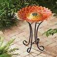 thumbnail image 4 of Teamson Home 17.8" Dahlia-Shaped Fusion Glass Birdbath with Solar-Powered Light, 4 of 9