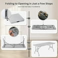thumbnail image 4 of ZYPPP 6Ft Folding Table, Lightweight Portable Desk with Handle, Square Foldable Plastic Table for Card Games, Collapsible Dining, Indoor Outdoor Camping Picnic & Party Use, Gray, 4 of 12