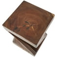 thumbnail image 6 of DecMode 12" x 18" Brown Suar Wood Handmade Geometric Accent Table with Spiral Base, 1-Piece, 6 of 15