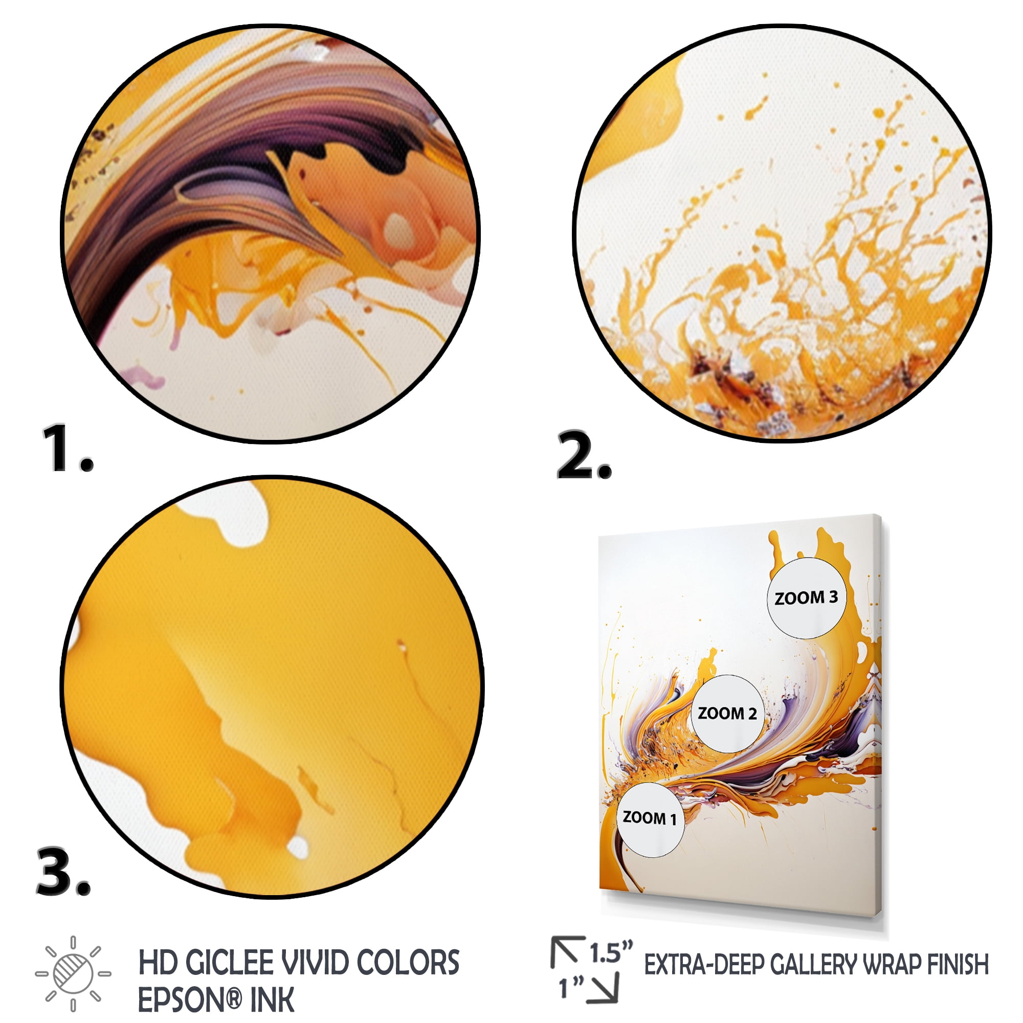 Designart White And Gold Fusion II Canvas Wall Art