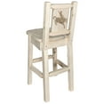 thumbnail image 3 of Homestead Collection Barstool w/ Back, w/ Laser Engraved Bronc Design, Ready to Finish, 3 of 11
