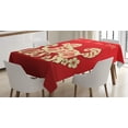 thumbnail image 1 of Year of the Dog Tablecloth, Leaves and Heart Silhouette of a Canine Happy Chinese New Year, Rectangular Table Cover for Dining Room Kitchen, 60 X 90 Inches, Vermilion and Beige, by Ambesonne, 1 of 3