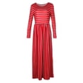 thumbnail image 2 of Vestido maxi Hugo a rayas de Manga Larga Mujer Casual Red M, 2 of 10