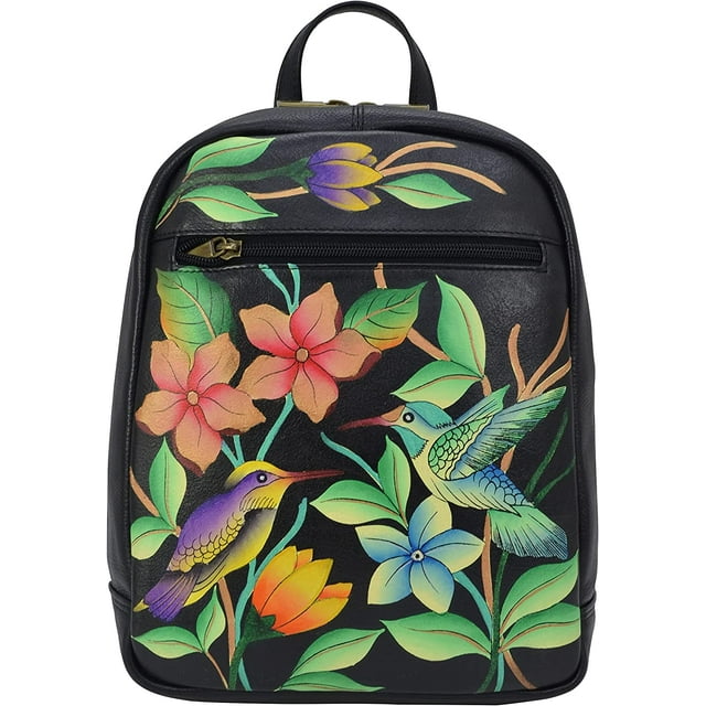 Anna by Anuschka Hand Painted Women’s Genuine Leather Medium Backpack - Zippered Bag with Multiple Pockets, Tablet Chamber, & Adjustable Straps