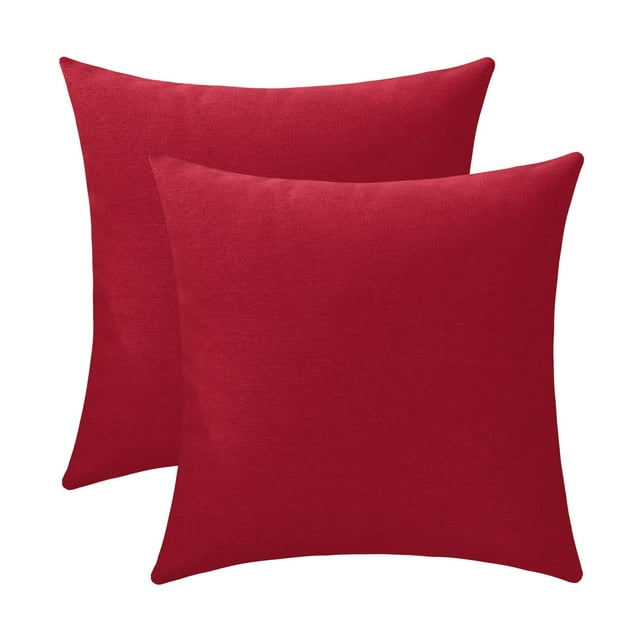 Funda de almohada decorativa Jeneoo, 2 unidades, 45 x 45 cm, lino rojo