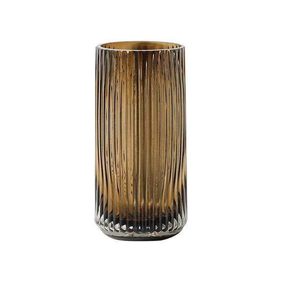 Ribbed Glass Vase, Tall Cylinder Vase for Fresh Flowers, Hydroponic Plant Container, Farmhouse Table Centerpiece, Housewarming Gift, Vase *1 Piece
