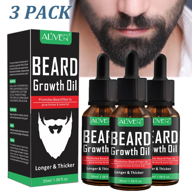 3 Pack Aliver Beard Growth Oil for Men for Fuller Beard Natural Beard