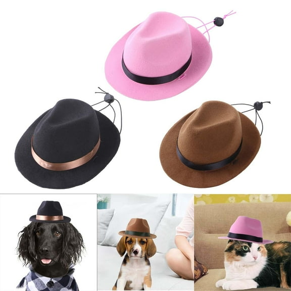 3 Pieces Pet Cowboy Hat Costume Accessories Adjustable Drawstring Headwear Hats for Corgi Chihuahua Puppy Party Photograph
