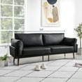 thumbnail image 5 of Vonanda 72'' Faux Leather Sofa Couch, Mid-Century Modern Sofa with Solid Wooden Frame, Large Couch Thick Cushion Detachable Sleeper Sofa for Living Room, Apartment, Lounge Room, Office (Black), 5 of 8
