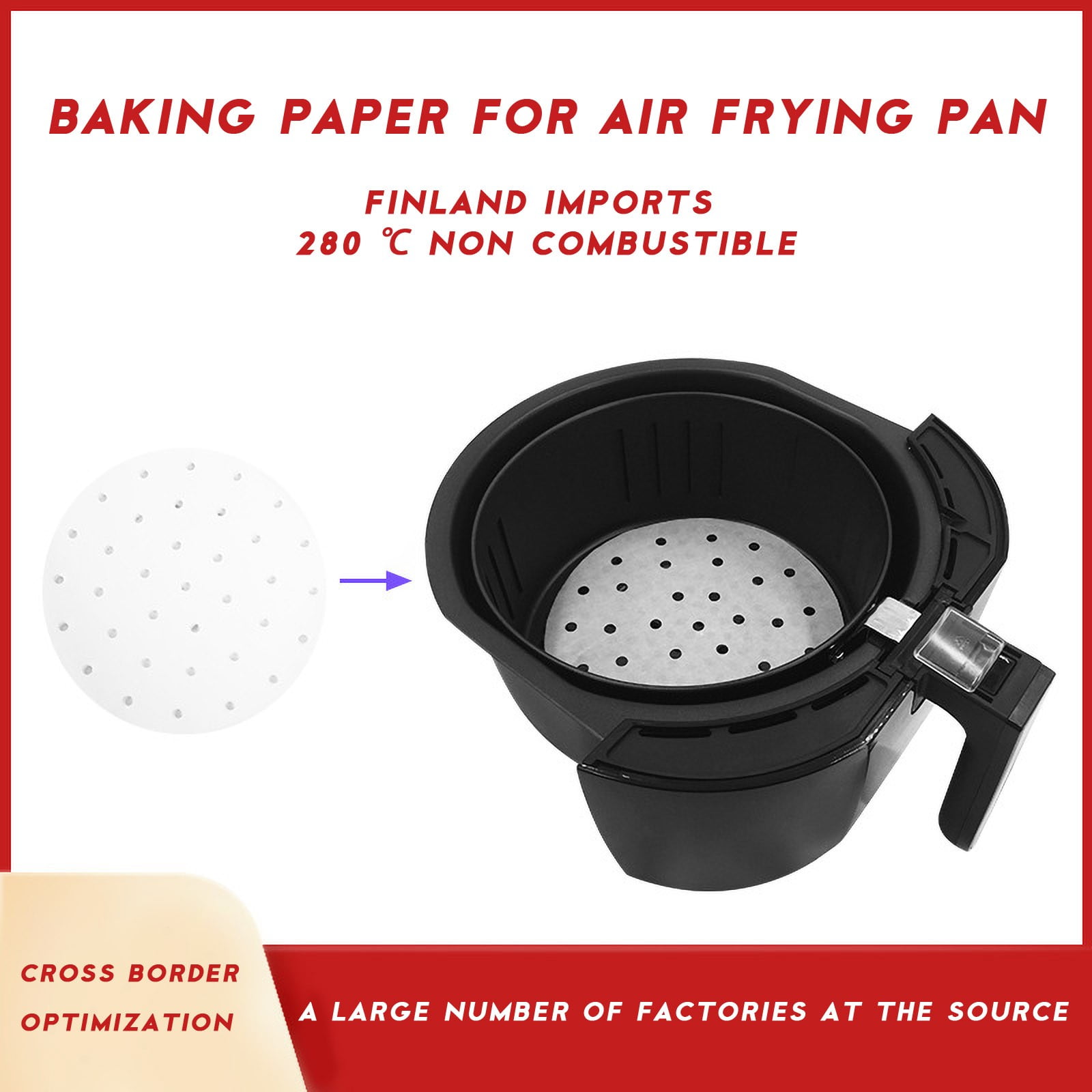 Yunuuuoa 5 Packs Air Fryer Parchment Liners, Non-Stick & Pre-Cut, 100Pcs Oil-Proof Cooking Sheets for Healthy Frying, Baking, Reheating, Microwave & Oven Safe, Disposable & Easy Clean