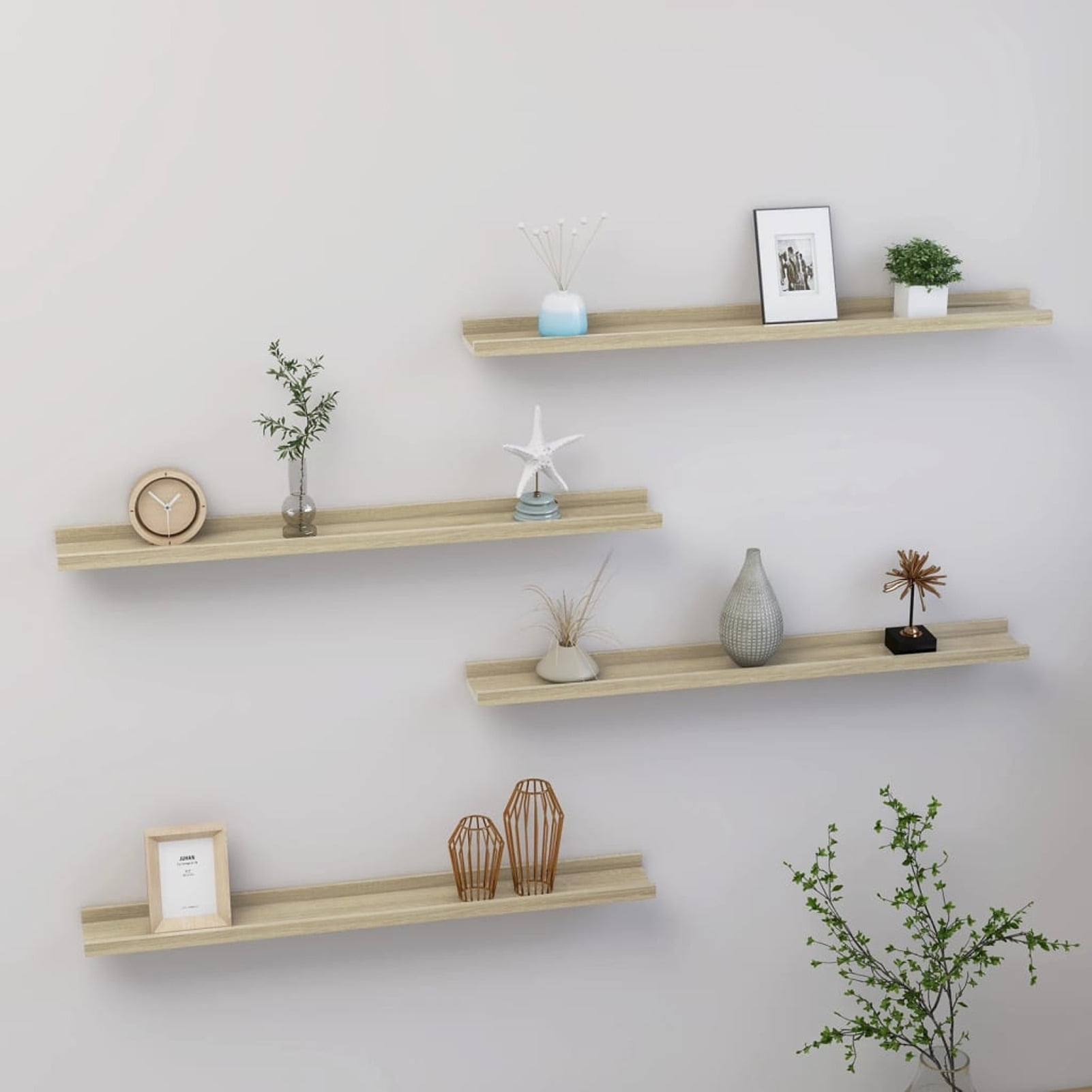 Details about   Metal Frame Floating Shelves Wood Storage Rack Wall Hanging Potted Display Stand 