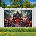 thumbnail image 6 of Haunted House Halloween Theme Spooky Decoration Jack-O-Lantern Design Bat Decoration Creepy Background for Halloween Party Kids Event Festive Decoration, 6 of 8