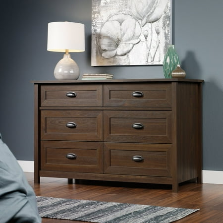 County Line 6 Drawer Dresser Rum Walnut Walmart Com