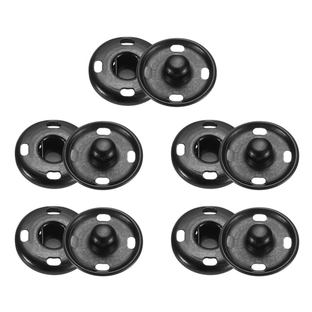 Botones de presión de metal Uxcell de 5 conjuntos de 17mm, Negro Mate