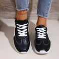 thumbnail image 2 of Sneakers for Women Fashion Color Block Leather Lace up Running Shoes Comfy Arch Support Antislip Trainers Athletic Shoes Lightweight Casual Walking Shoes Black Size 7.5, 2 of 6