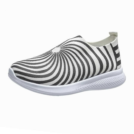 

AnuirheiH Ladies Stretch Cloth Large Size Women Shoes Casual Sports Light Flying Weaving Shoes Sale Clearance