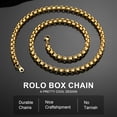 thumbnail image 6 of ChainsProMax 6mm Men Necklace Box Chain 14K Gold Plated Stainless Steel Chain Necklace for Men Fathers Day Jewelry Gift, 6 of 7