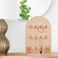 thumbnail image 4 of Pegboard Display Stand, Large Arch Shaped Wood Bracelet Display Stands Tabletop Jewelry Organizer Holder With 12 Hooks For Earring Cards, Necklaces, Keychains, 4 of 4