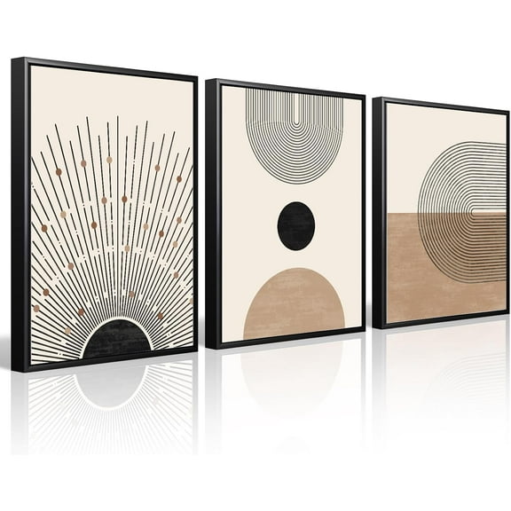 Mid Century Modern Wall Art Set of 3 Sage Green Canvas Wall Art Boho Prints Green Wall Decor Black Beige Abstract Wall Art Picture Mid Century Painting for Living Room Bedroom 12x16 Inch UNFRAMED