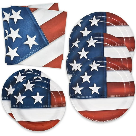 Gift Boutique American Flag Patriotic Party Supplies Serves 50 Disposable Dinner Paper Dessert Plates Lunch Napkins for Memorial Day Election Day 4th of July Independence Day USA Tableware Decorations