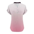 thumbnail image 5 of LVHAOGJOB Womens Cotton Linen Shirts Solid Color Tops Short Sleeve Causal Loose T Shirt for Women Lapel, 5 of 6