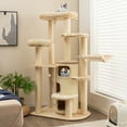 thumbnail image 4 of Gymax Wooden Cat Tree Multi-Level Kitten Tower w/ Condo Perches Scratching Posts Beige, 4 of 10