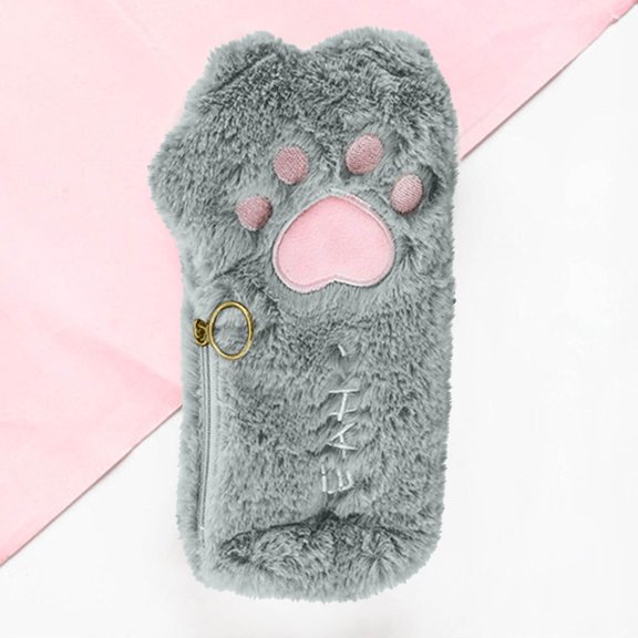 MMJ Cat Paw Fabric Pencil Case Large Capacity Zipper Stationery Bag Organizer 9.06x4.92x1.57in Cute Office Desk Supplies