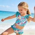thumbnail image 3 of Lanbubble Girls Ruffle Tankini Swimsuit High Waisted 2 Piece Bathing Suit Beach Swimwear For Toddler Kids 3-7 Years, 3 of 8