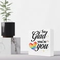 thumbnail image 5 of Zomyto 7x7 Inch So Glad You're You Rainbow Heart Wooden Box Sign Decor Desk Sign,Inspirational Affirmation Wooden Box Block Sign, 5 of 7