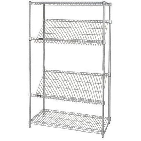 

18 Deep x 36 Wide x 74 High 4 Tier Slanted Wire Shelf Starter Shelving Unit
