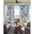 thumbnail image 4 of Blue Beige Coastal Blackout Curtains 54 Inches Long for Bedroom, Summer Beach Nautical Starfish Shell Thermal Insulated Room Darkening Black Out Window Curtain Panels Grommet Drapes for Living Room, 4 of 8