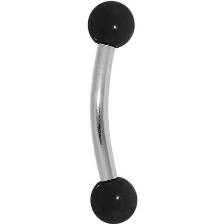 Black Eyebrow Ring - 3mm Acrylic Black Gloss Curved Eyebrow Ring 16 Gauge 5/16